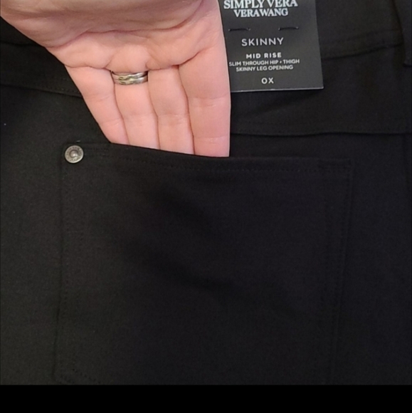 Vera Wang classic Black Mid-Rise slimming stretch fit skinny dress pants 0X - Picture 13 of 16